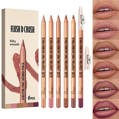 GLSFACE classic matte lip liner set with six shades for precise lip definition and long wear