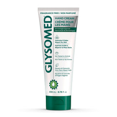 Glysomed hand cream unscented 200ml bottle closeup highlighting fragrance-free hydration.