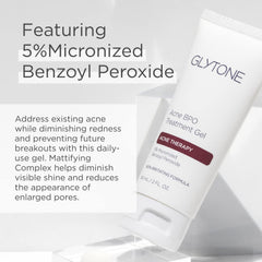 Glytone Acne BPO gel on face closeup showing calm skin