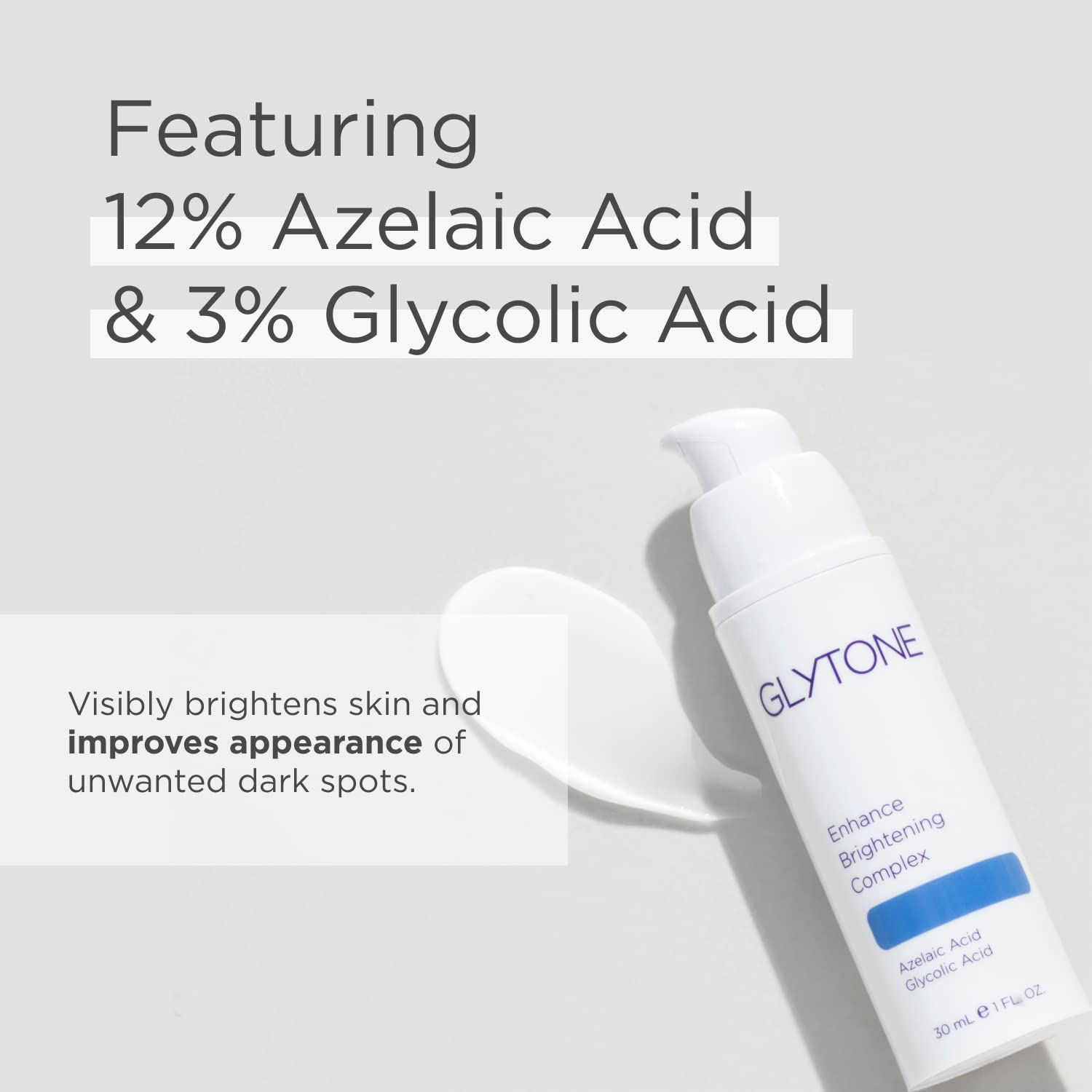 Glytone Enhance Brightening Complex cream texture on skin for hydration and glow