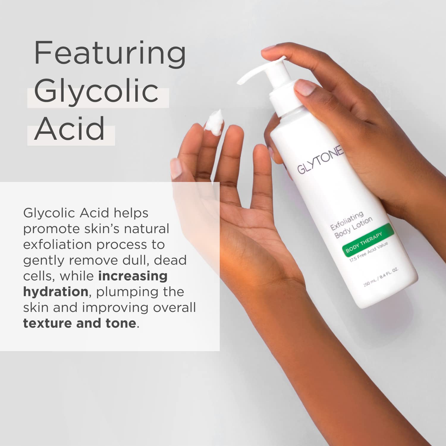 Glytone close-up texture highlights creamy lather and gentle exfoliation