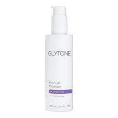 GLYTONE Mild Gel Cleanser bottle shown for gentle exfoliation and daily cleansing