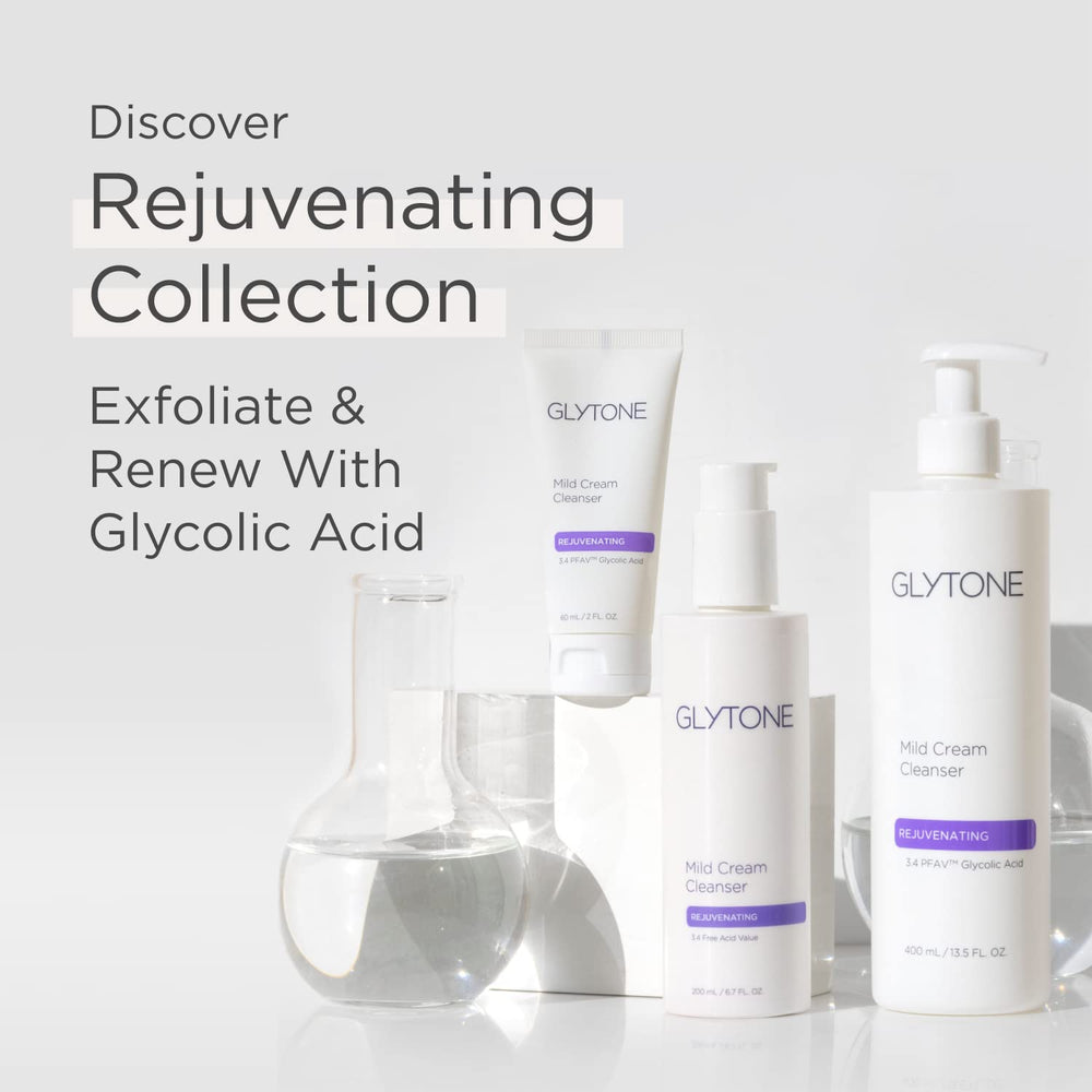 GLYTONE Mild Gel Exfoliating Cleanser daily-use scene on sink.