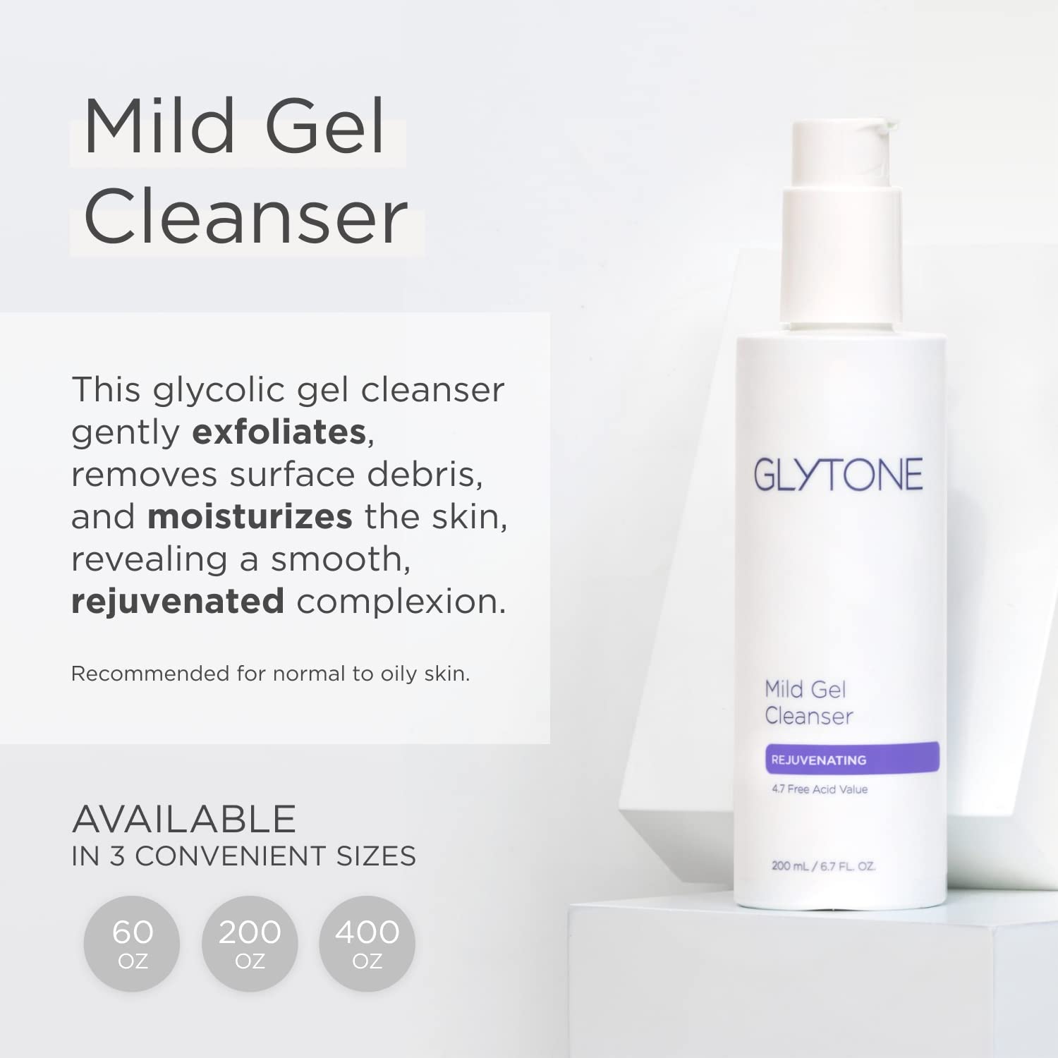 GLYTONE Mild Gel Exfoliating Cleanser lather close-up reveals glycolic exfoliation.