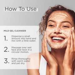GLYTONE Mild Gel Exfoliating Cleanser vegan fragrance-free packaging highlights clean formula.