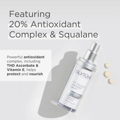 Glytone serum squalane hydration close-up showing lasting moisture.