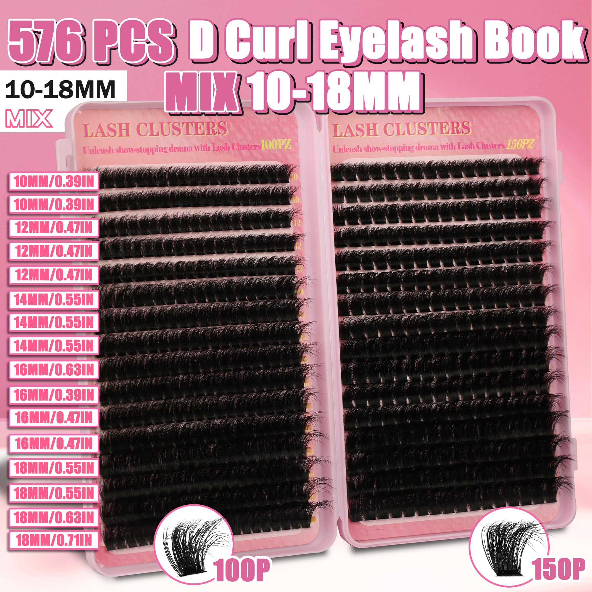 Gmagictobo D Curl lashes display curved lift for natural-looking volume.