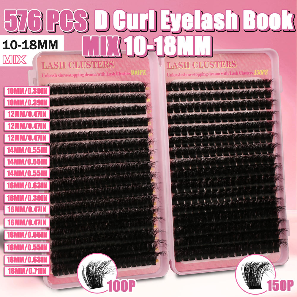 Gmagictobo D Curl lashes display curved lift for natural-looking volume.