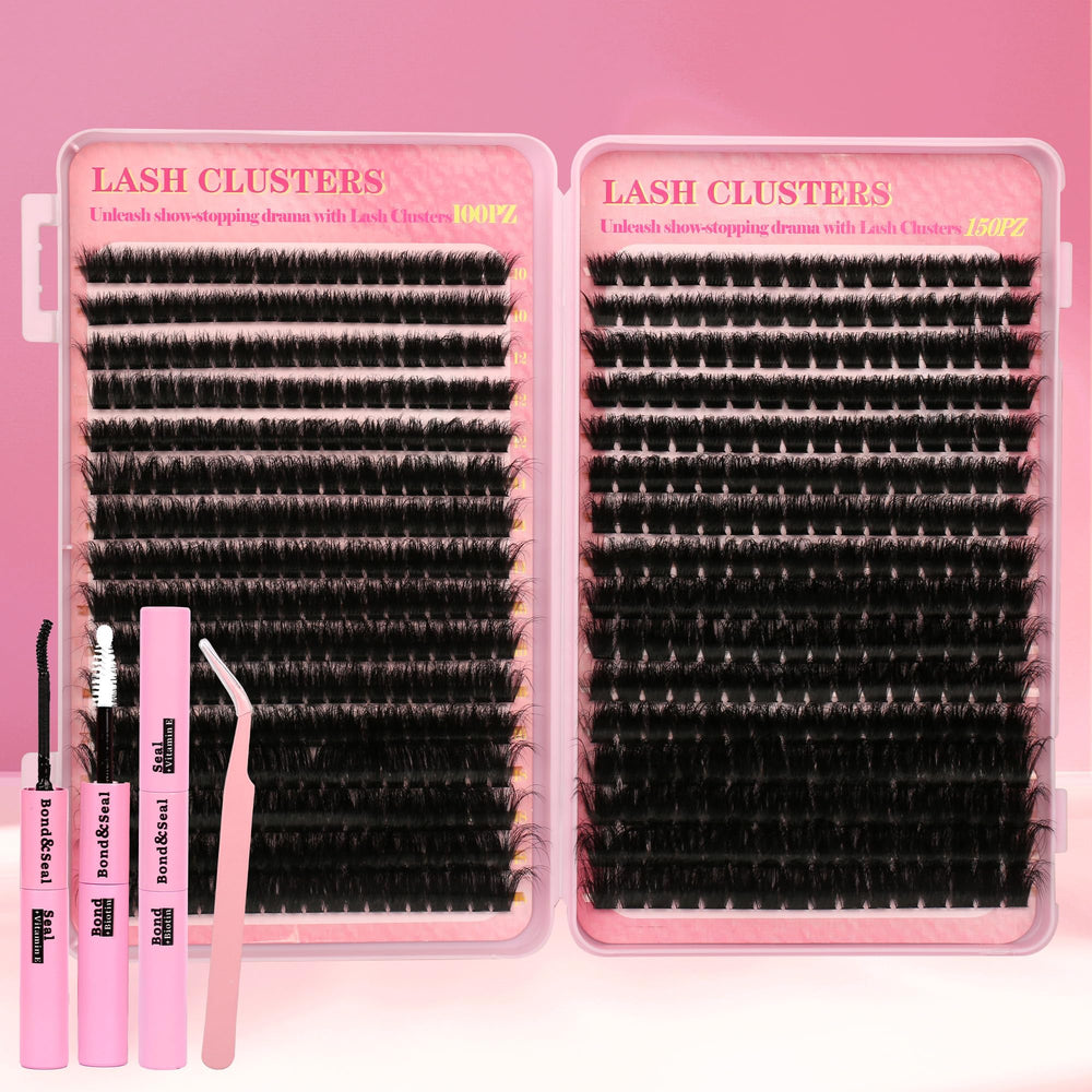 Gmagictobo lash clusters kit 560pcs laid out for DIY volume at home.