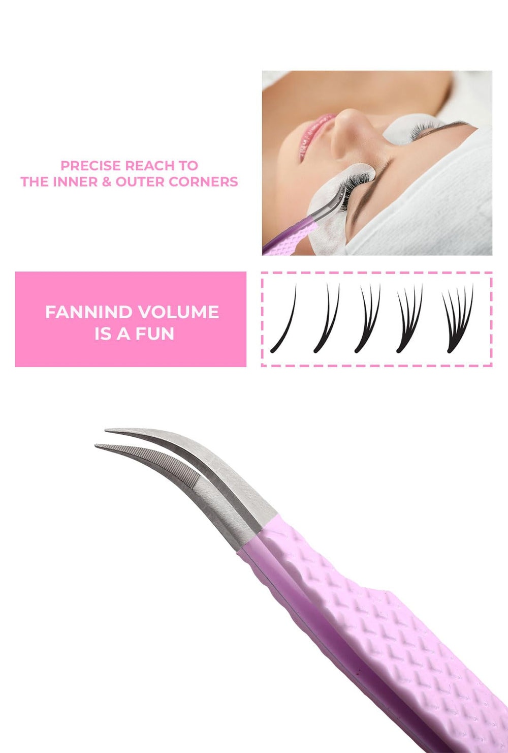 GMI Tweezers fiber tip travel compact design ideal for on-the-go lash work.