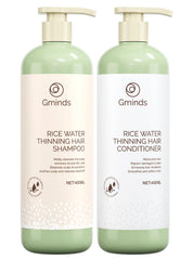 Gminds Rice Water Shampoo bottle shown for everyday cleansing and hair nourishment.