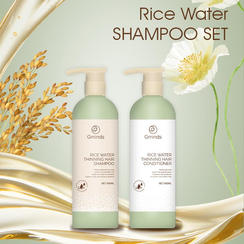 Gminds Rice Water Shampoo foam close-up displaying rich lather for washing hair.