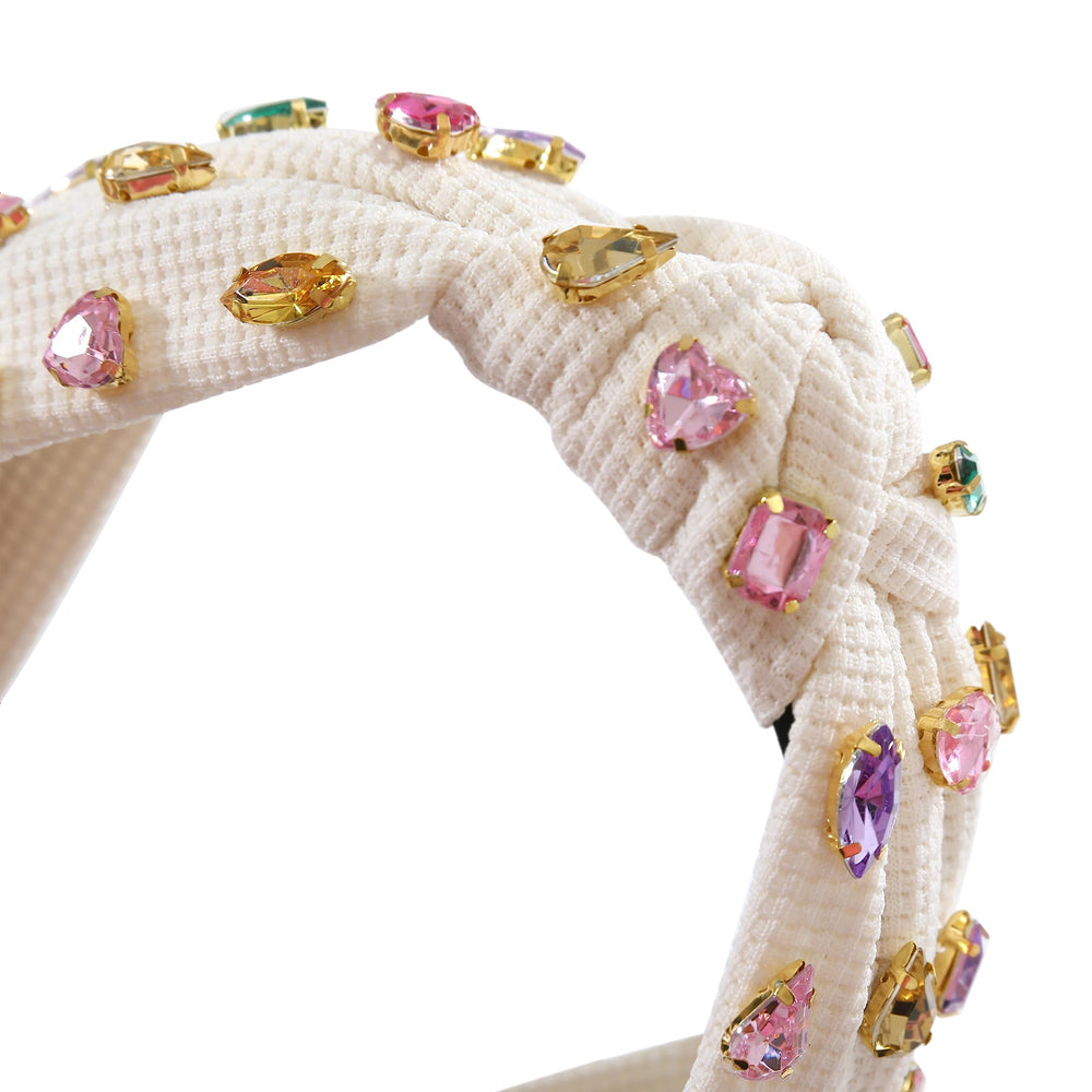 Gmmidea Jeweled Knotted Headband comfortable-lined-band ensures gentle wear behind ears.