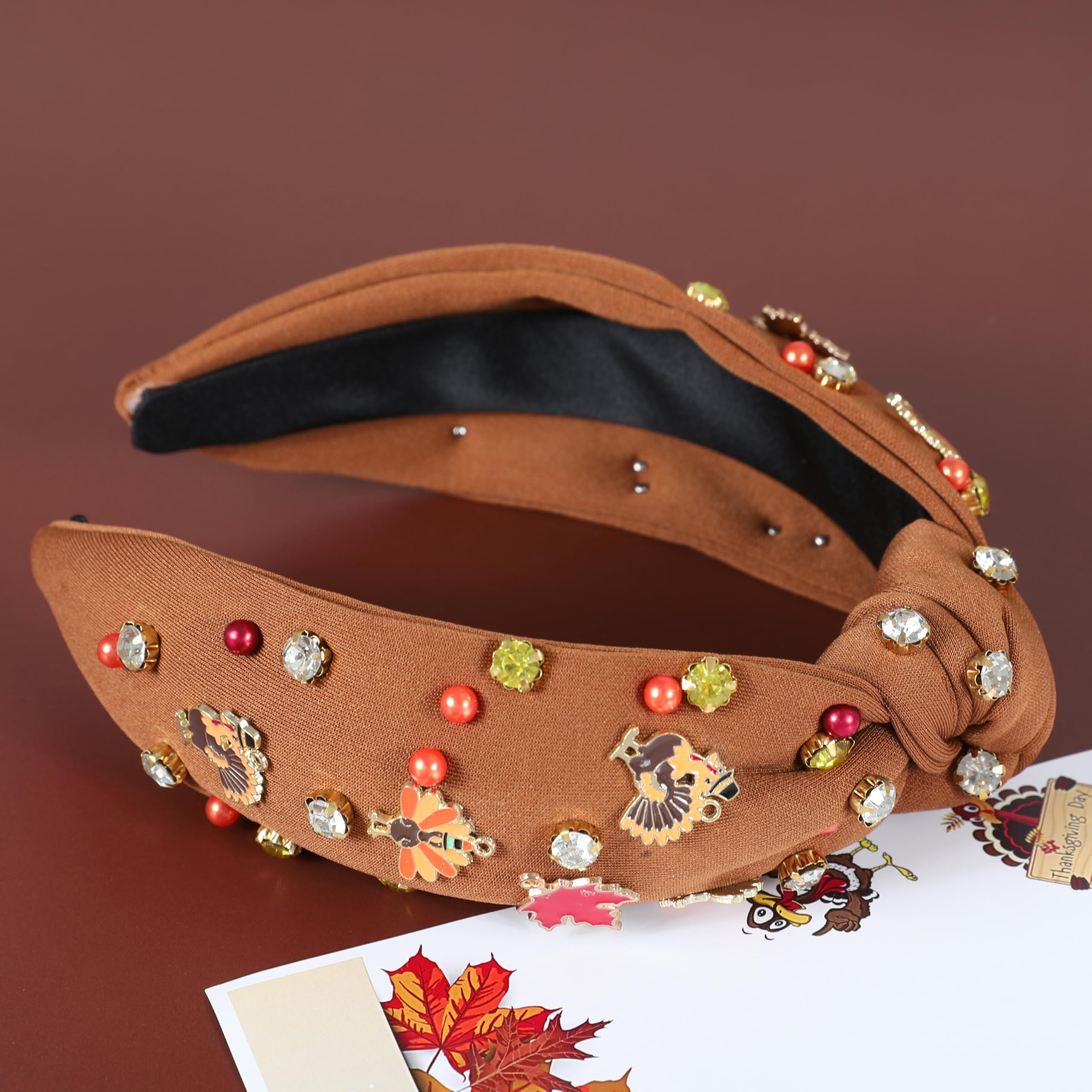 Gmmidea Thanksgiving outfits headband pairs with jeans, sweaters, or dresses.