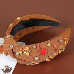 Gmmidea wide top knot fall headband offers comfortable all-day wear for Thanksgiving outfits.
