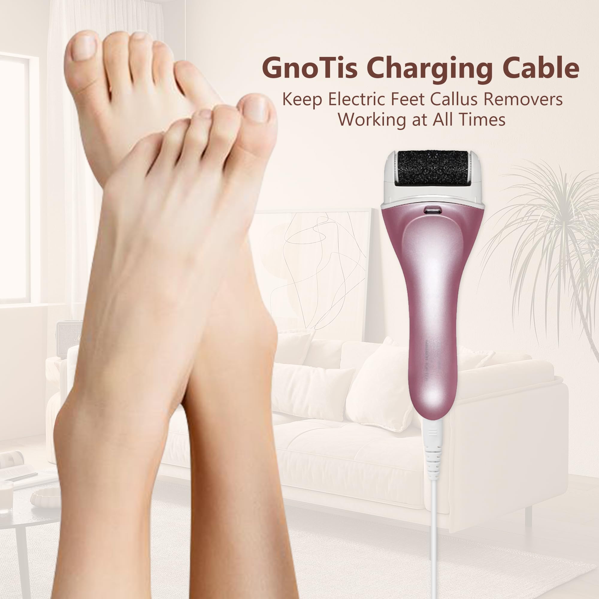 GnoTis travel-ready USB cable works with power banks for on-the-go pedicures.