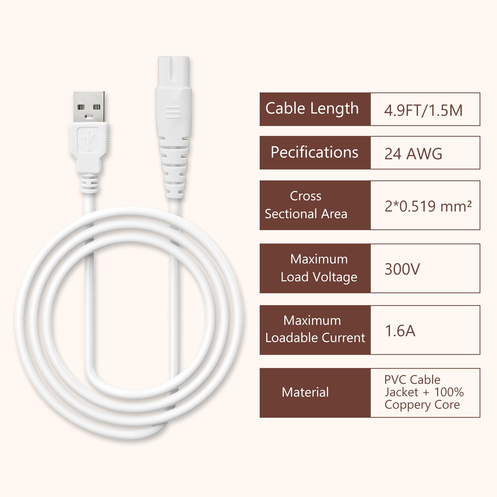GnoTis white charging cord with soft housing for everyday home use.