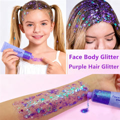 Go Ho Mardi Gras Glitter Face shot highlighting colorful festival sparkle