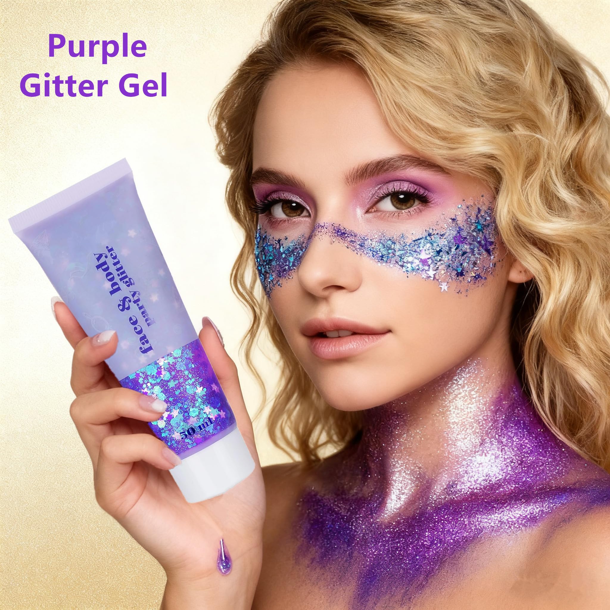 Go Ho Mermaid Purple Glitter Sequins close-up showing rainbow holographic effect