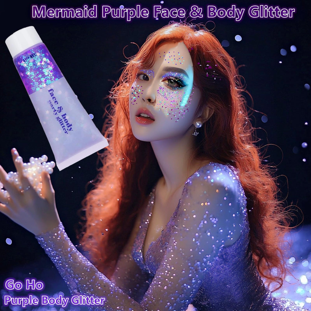 Go Ho Mermaid Purple Hair Glitter close-up showing bold shimmer for styles