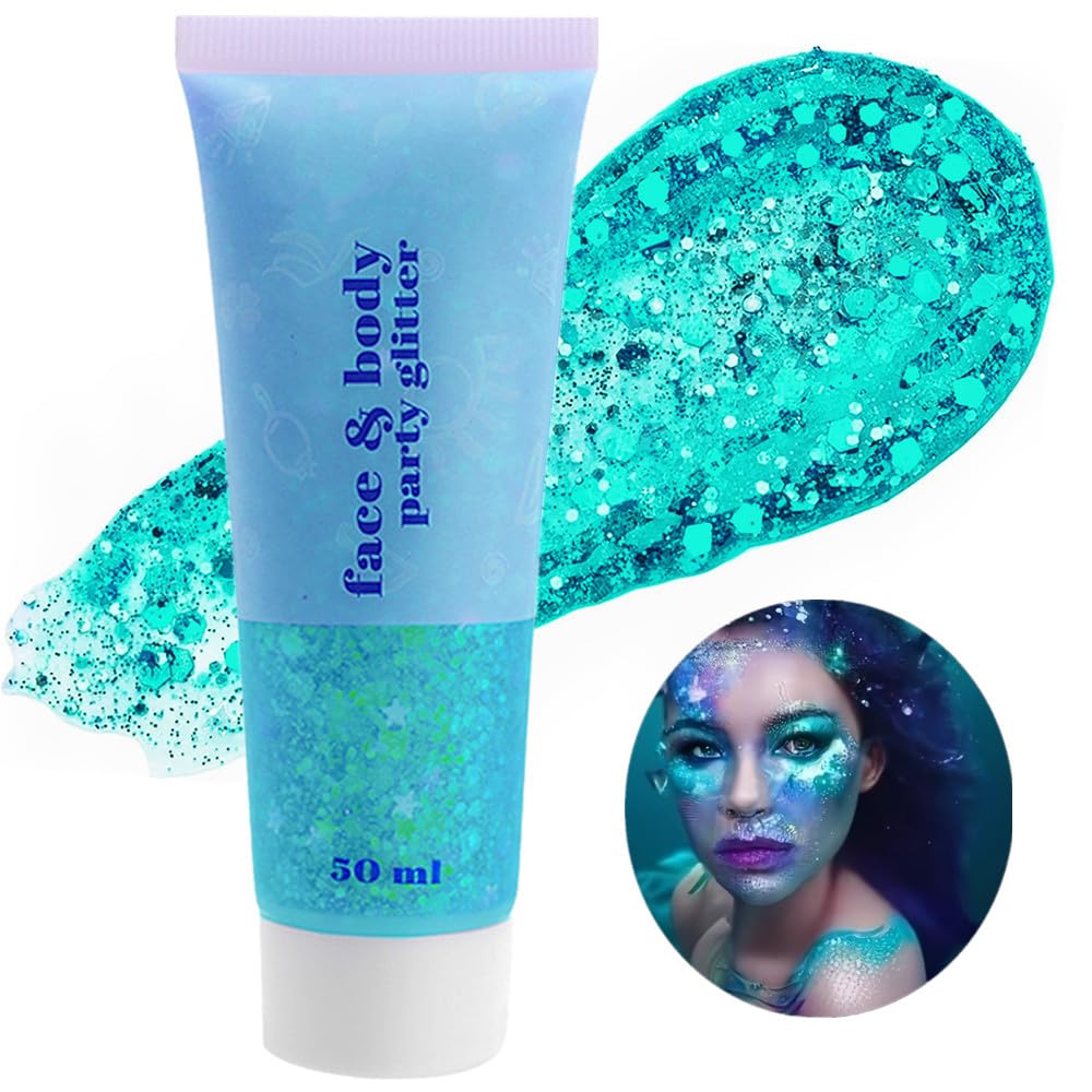 Go Ho Teal Body Glitter Gel bottle ready for festival makeup and shimmering skin