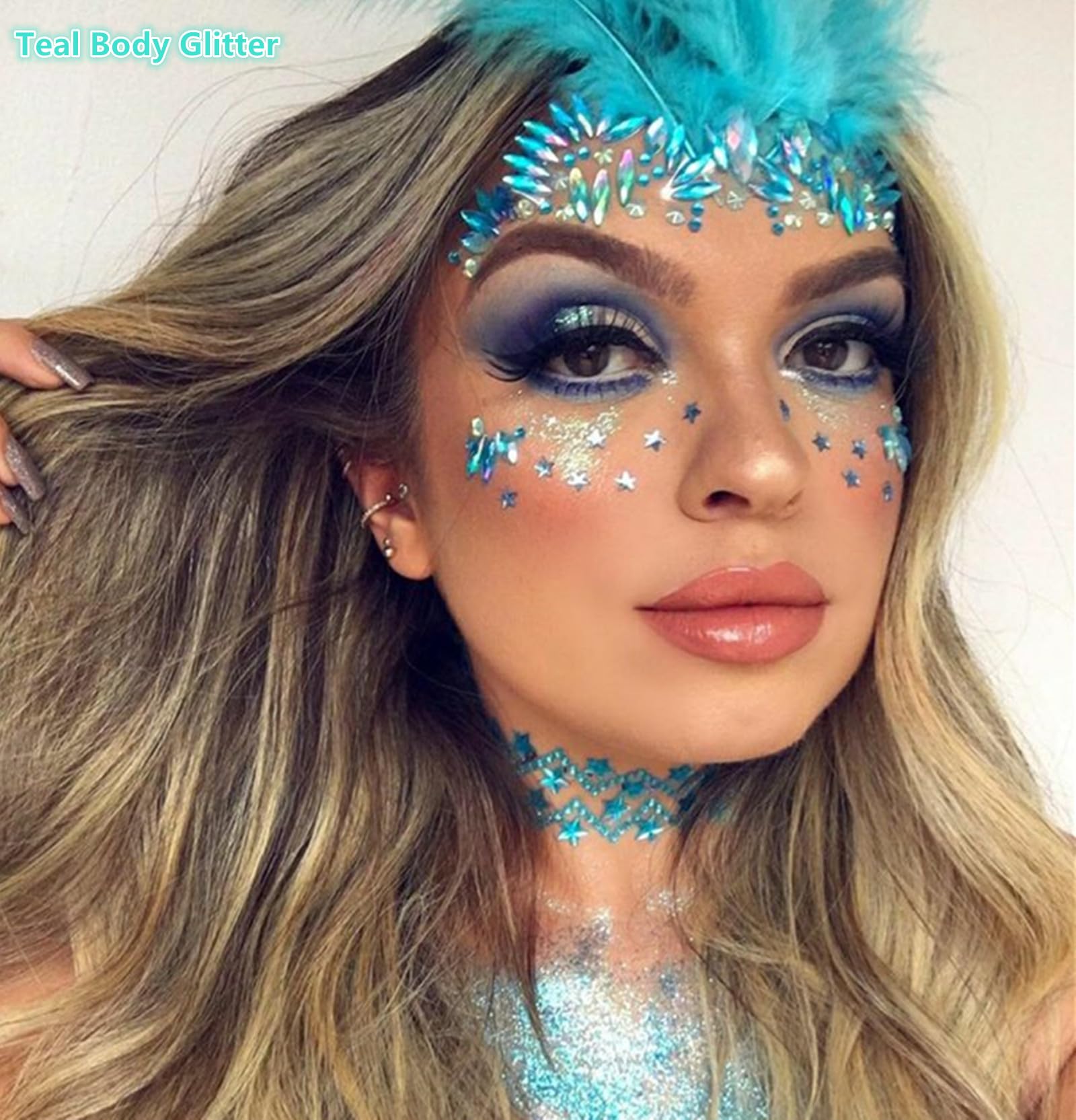 Go Ho Teal hair glitter styled to catch light at events