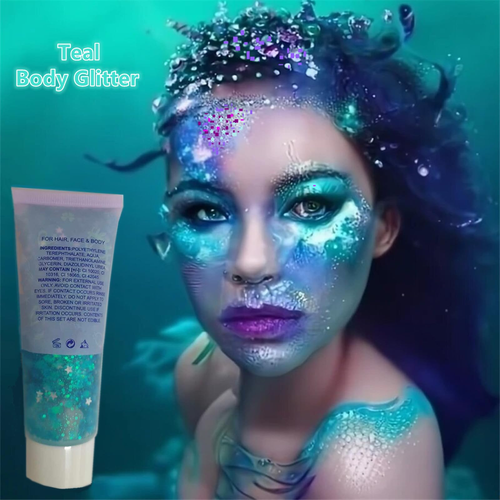 Go Ho Teal holographic sequins closeup for dazzling eye and body accents