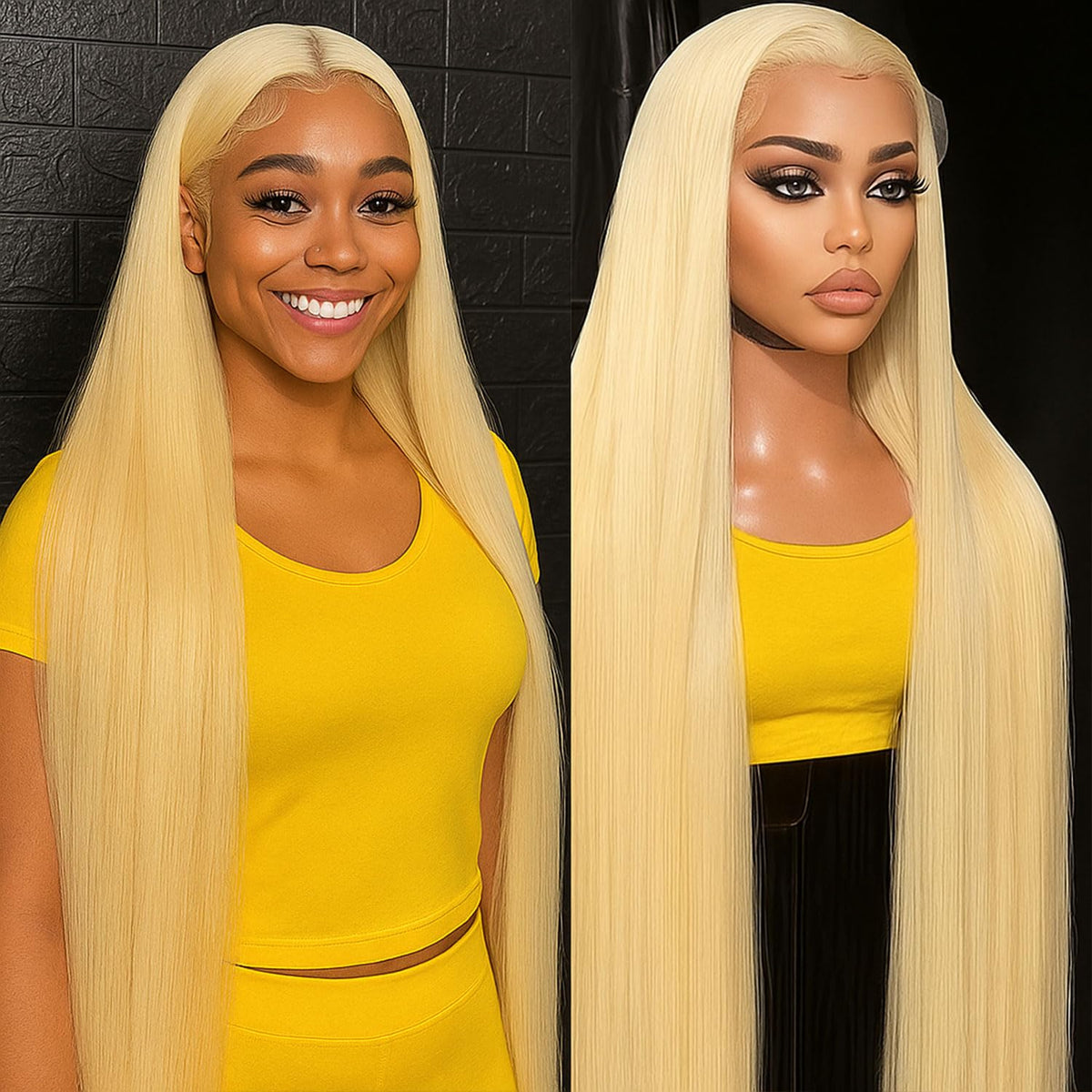 Goalroya 613 lace-front wig 26inch straight hair close-up highlights natural blonde shine for daily wear.