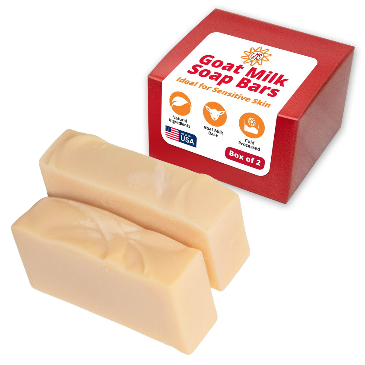Goat Milk Stuff Purity box front shows unscented soap for sensitive skin relief.