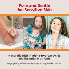 Goat Milk Stuff Purity soap bar cut demonstrates creamy texture ideal for gentle cleansing.