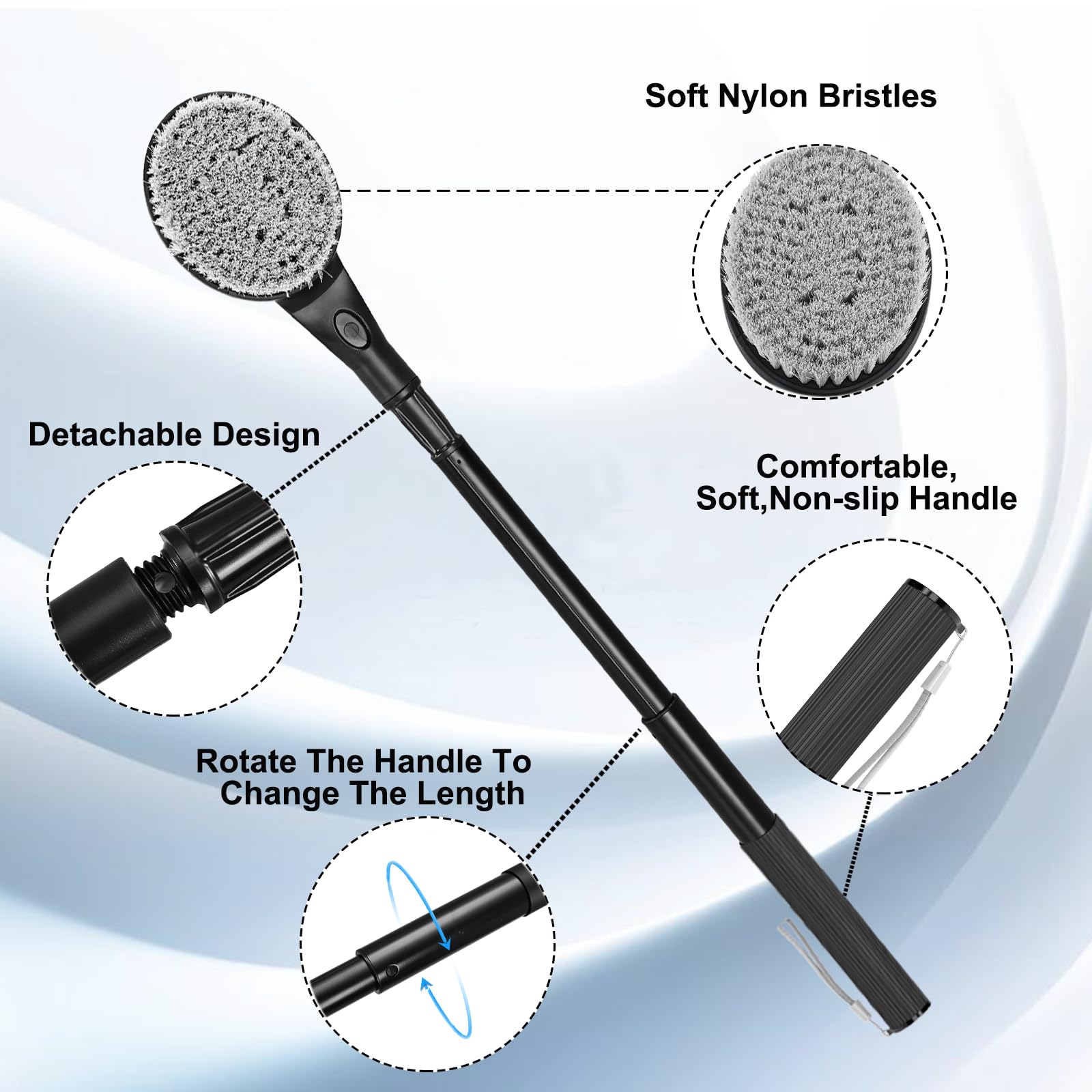 Gobiteli back scrubber non-slip silicone grip provides secure shower use
