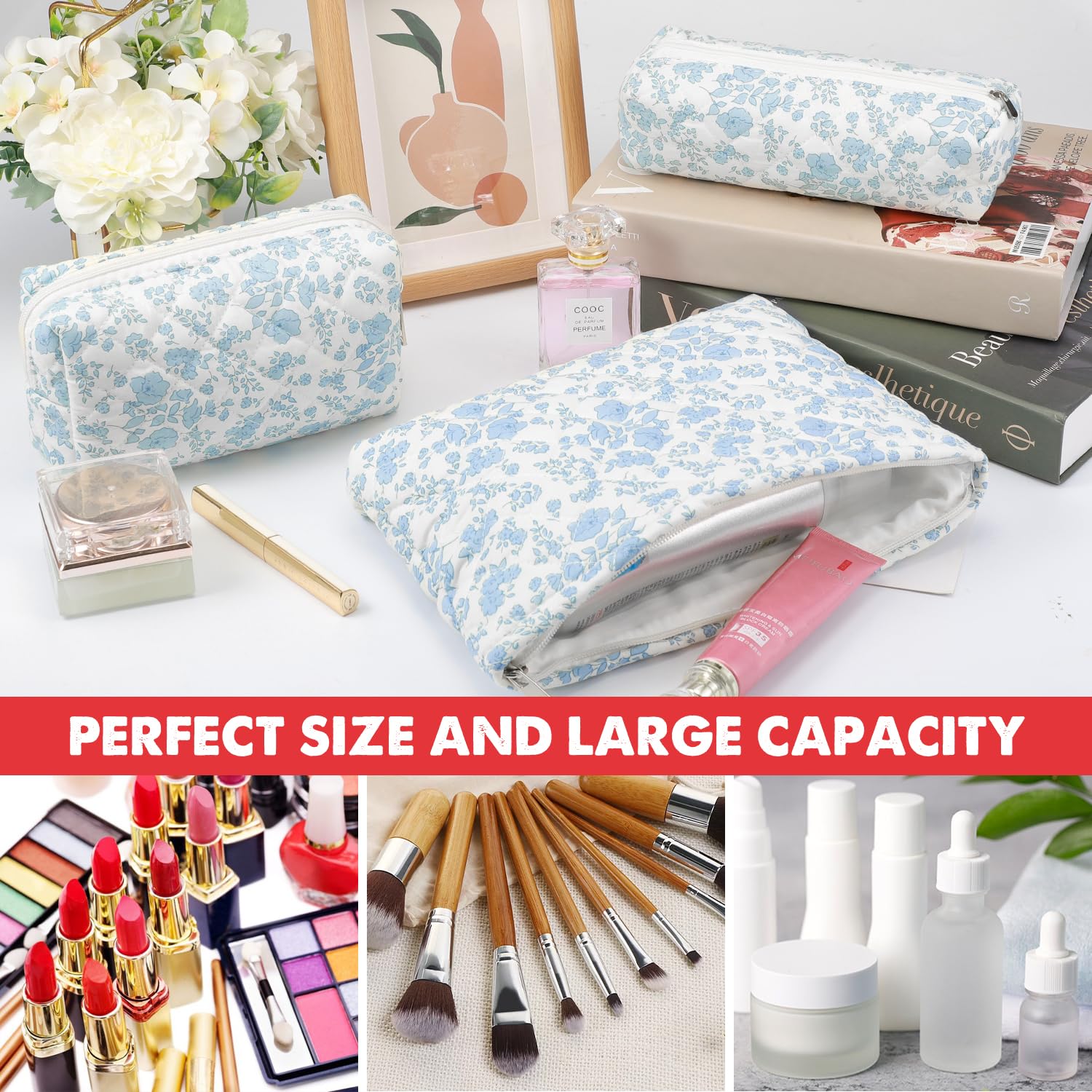 Gocvo foldable travel makeup bag for convenient storage during trips and gym visits.