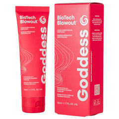 Goddess Maintenance Biotech Blowout Leave-In application demonstrates inner repair and protection.