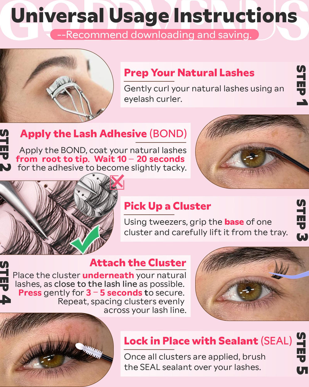 Goddvenus 180pcs pack shown without tweezers for easy at-home styling