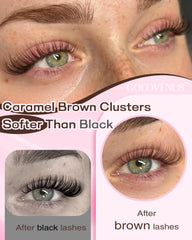 Goddvenus brown lash clusters in 12mm for soft glam eyes.