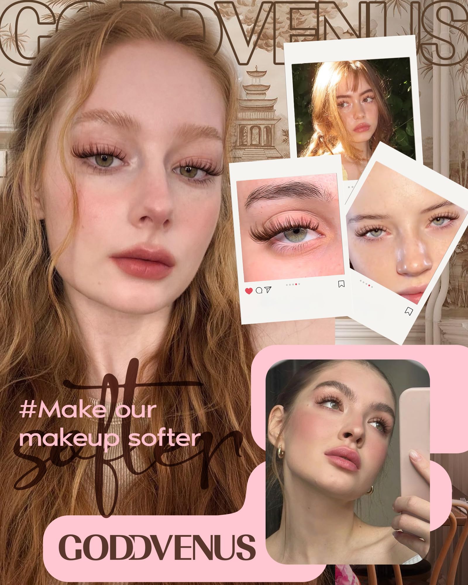 Goddvenus brown lash clusters in 14mm for fuller flutter.