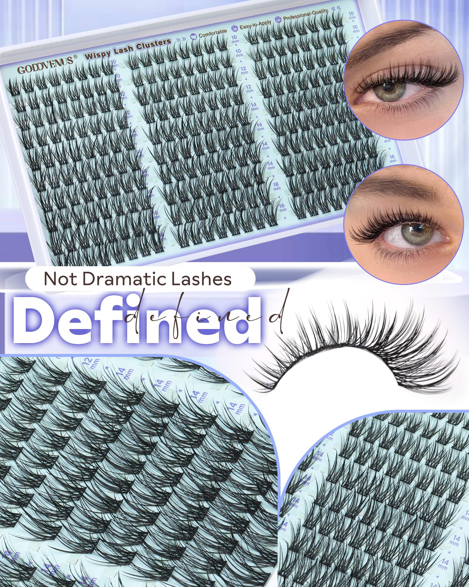 Goddvenus customizable lash lengths from 10 to 16mm for versatile styles.