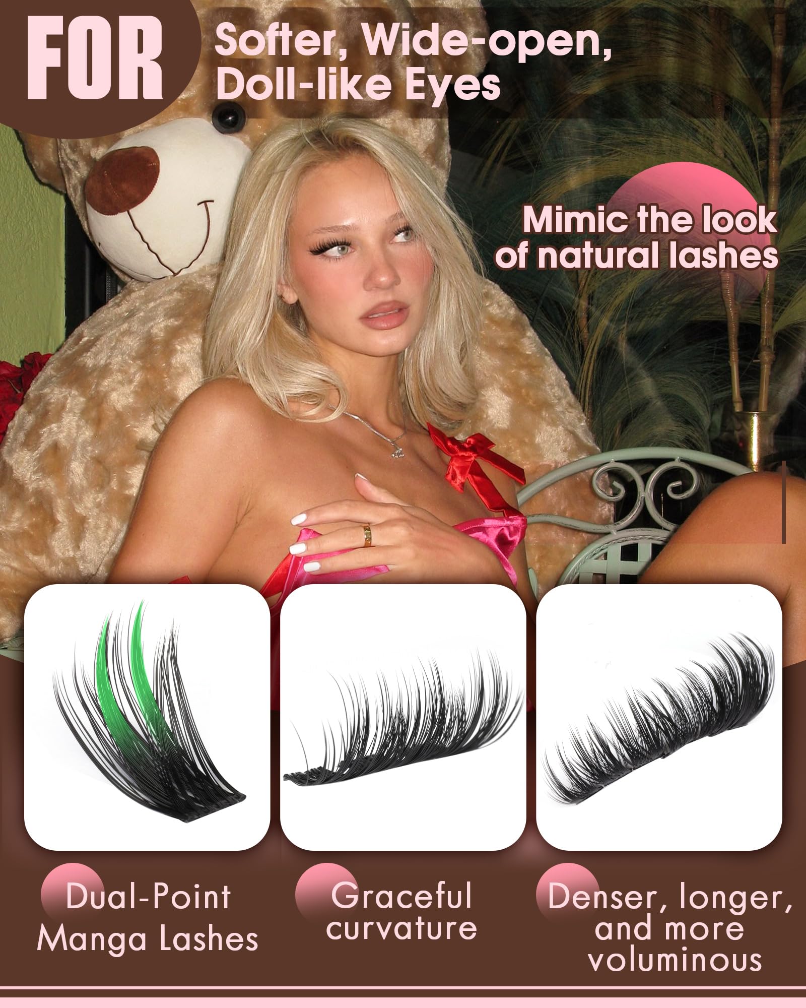 Goddvenus dual-point manga lash clusters closeup for natural eye look