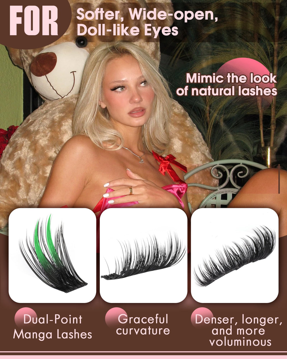 Goddvenus dual-point manga lash clusters closeup for natural eye look