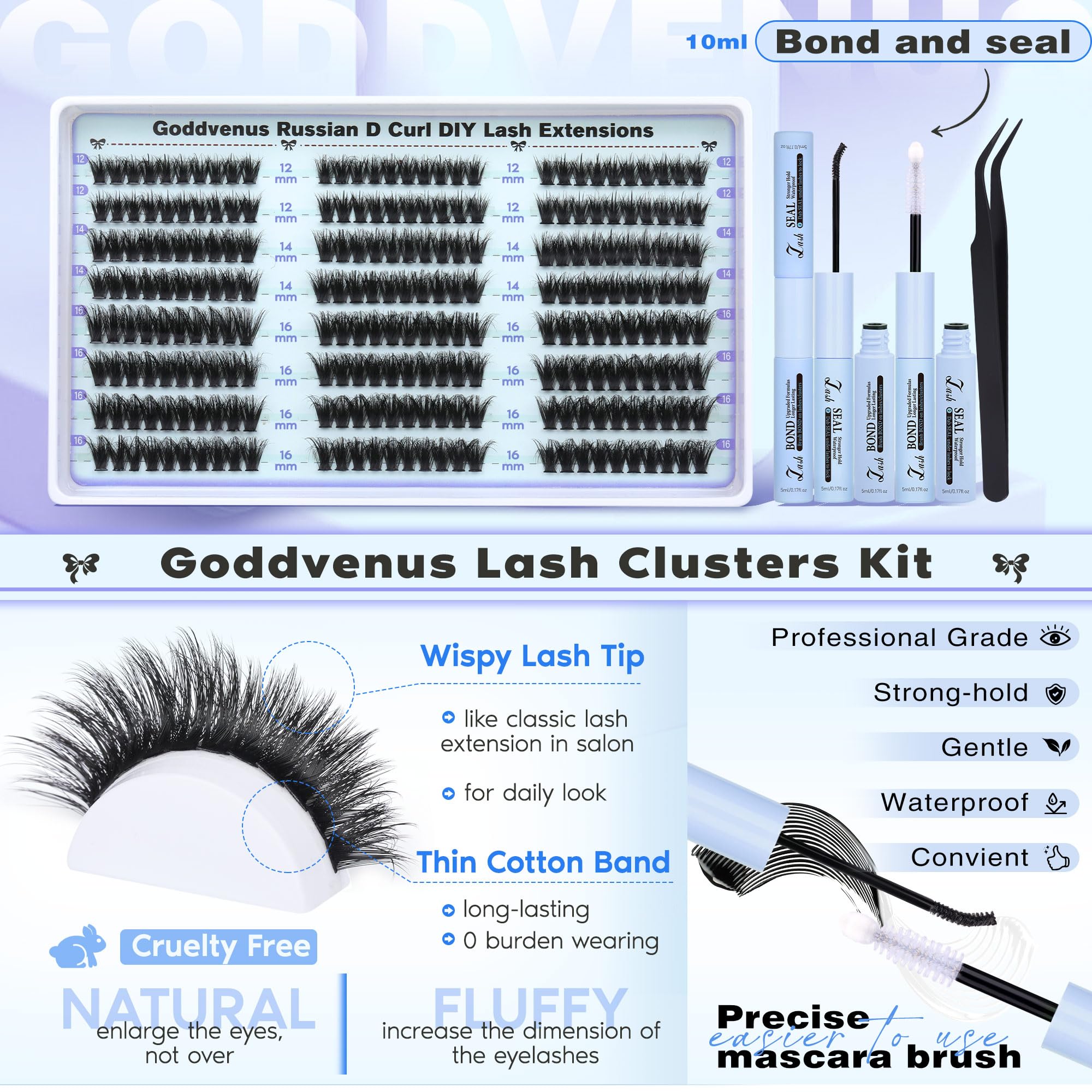 Goddvenus lash kit in use—close-up shows precise placement and flawless blend.