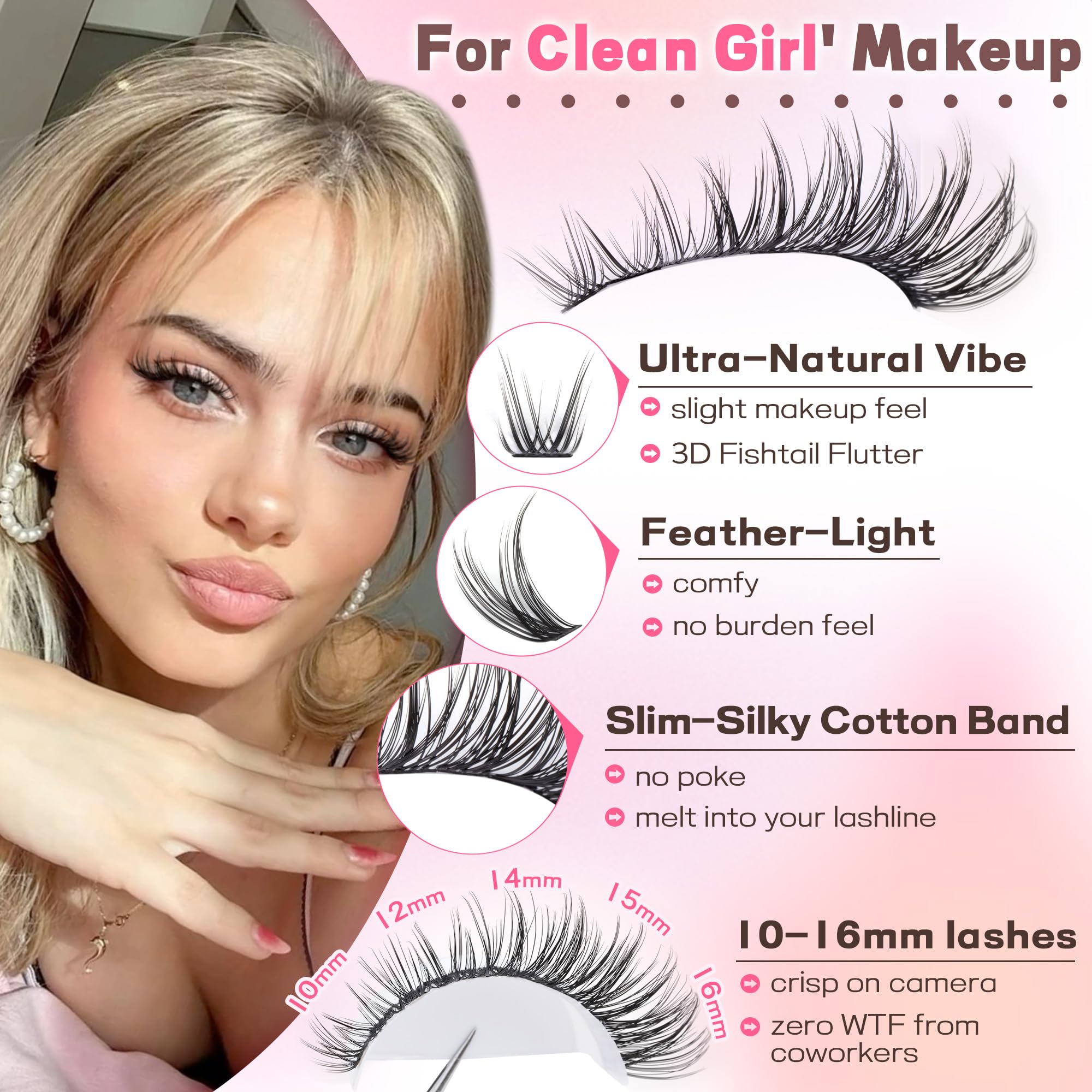 Goddvenus lashes clusters closeup showing C-curl for seamless blending