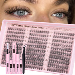 Goddvenus lash clusters kit 9-14mm wispy lashes for natural flutter