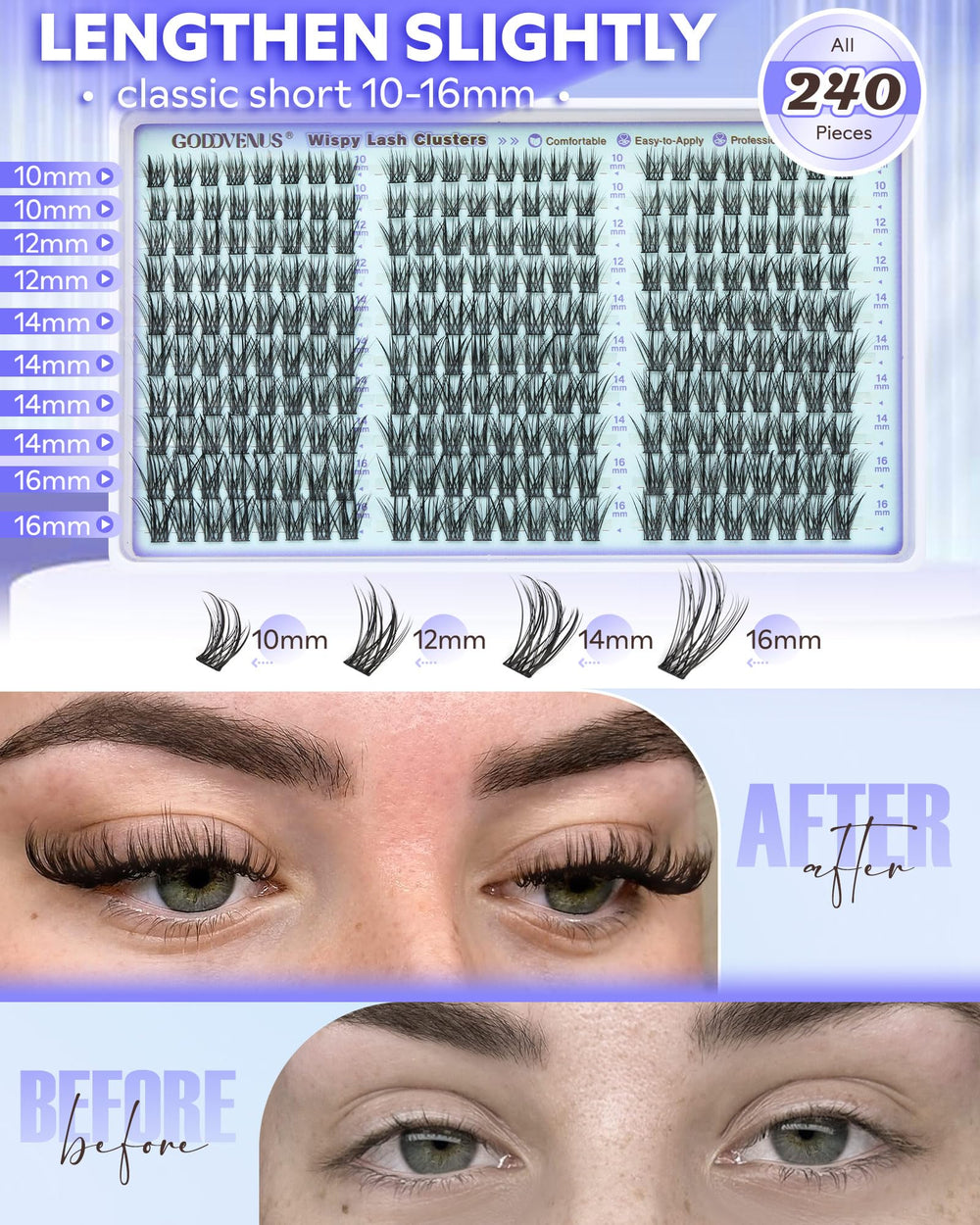 Goddvenus lightweight lash clusters designed for all-day comfort.