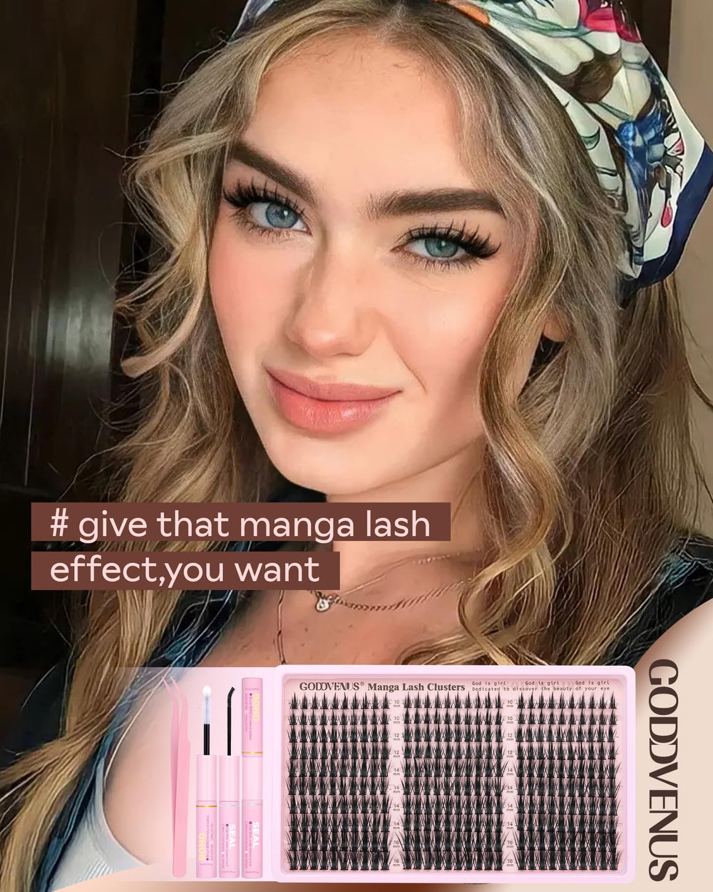 Goddvenus 300-piece natural lash clusters ready for manga-inspired looks