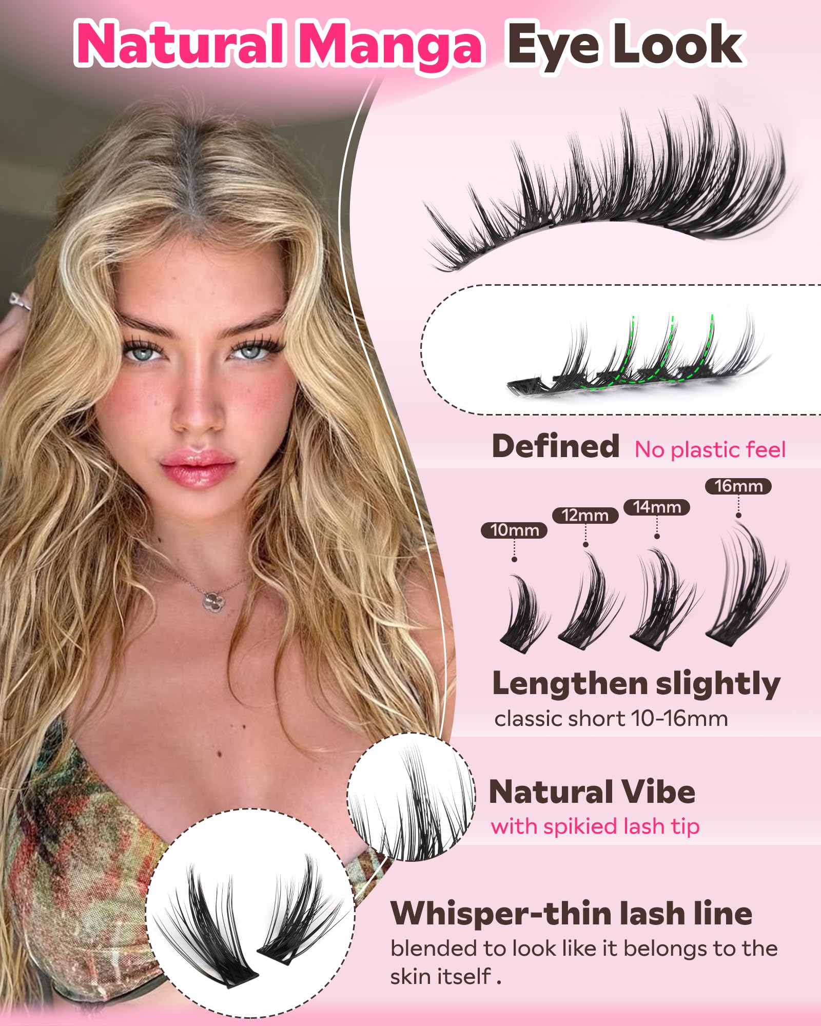 Goddvenus natural-soft fiber lash clusters blending for seamless lashes