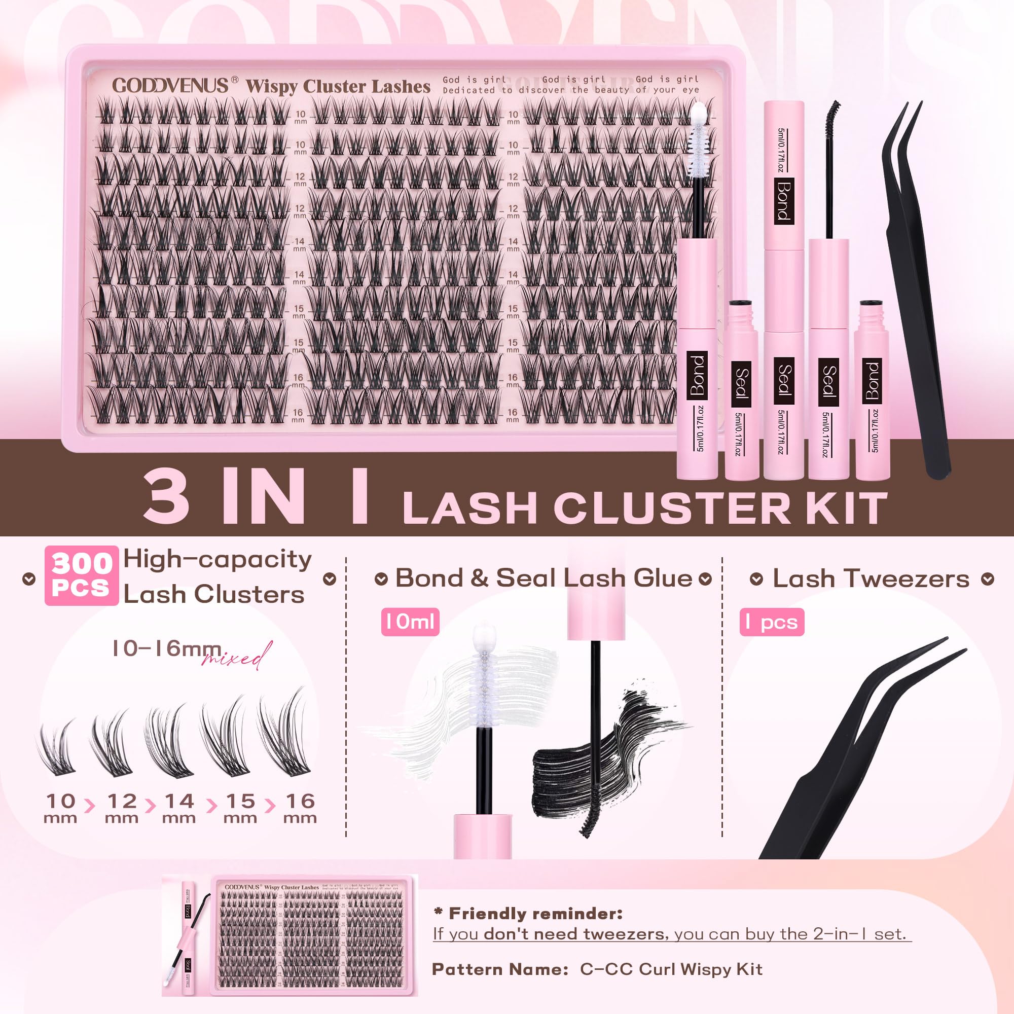 Goddvenus natural-look lash clusters displayed on eye for versatile wear