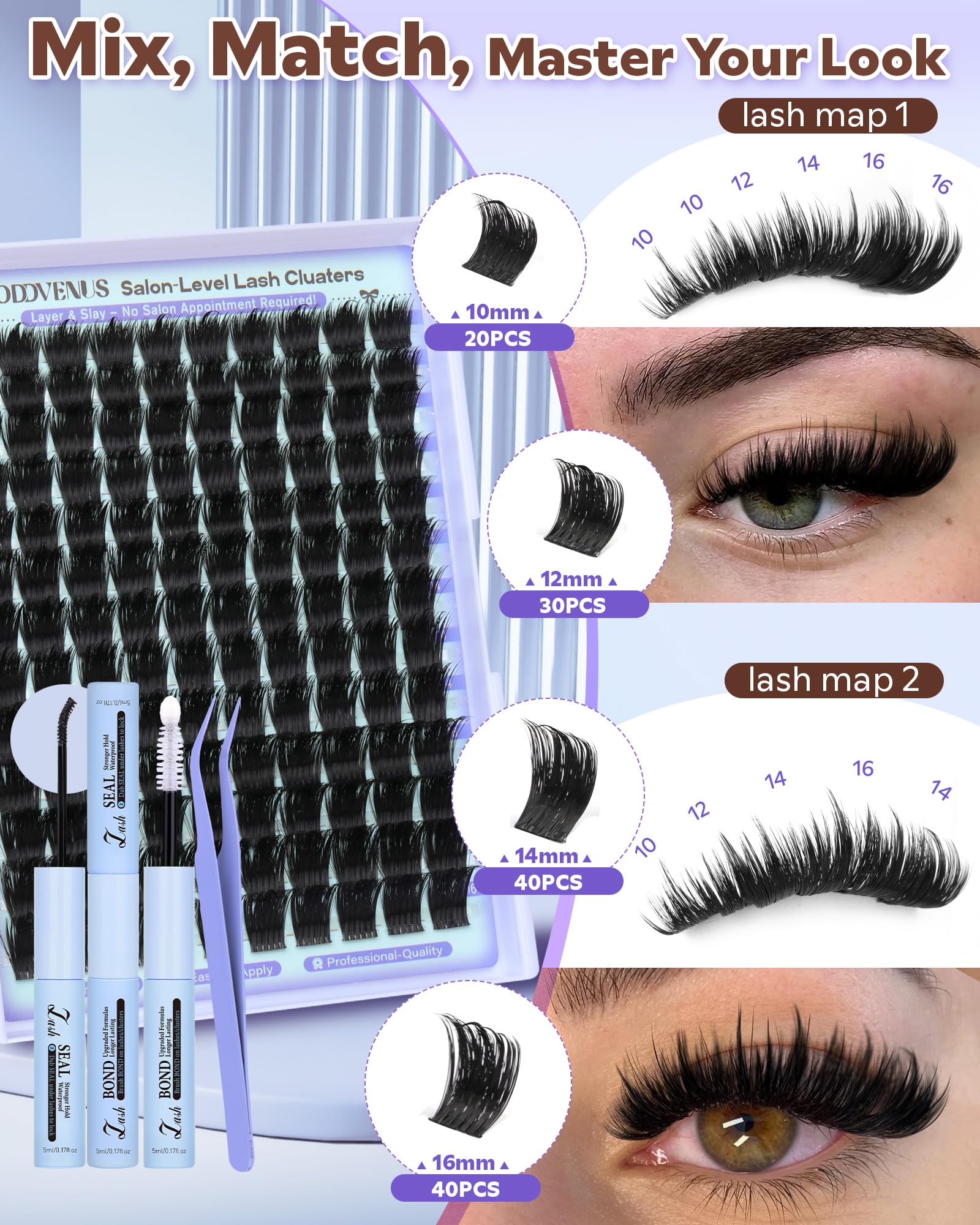 Goddvenus waterproof lash clusters stay secure during showers with proper application.