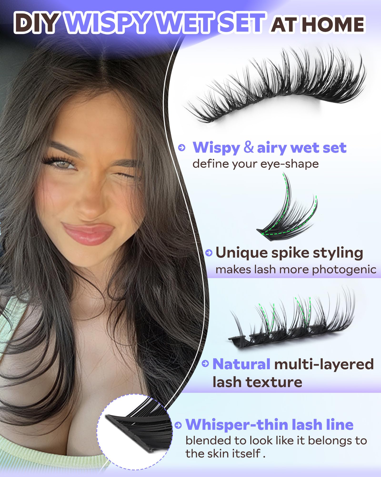 Goddvenus Wispy Lash Clusters Kit 10-16mm CC Curl for versatile eye shaping.