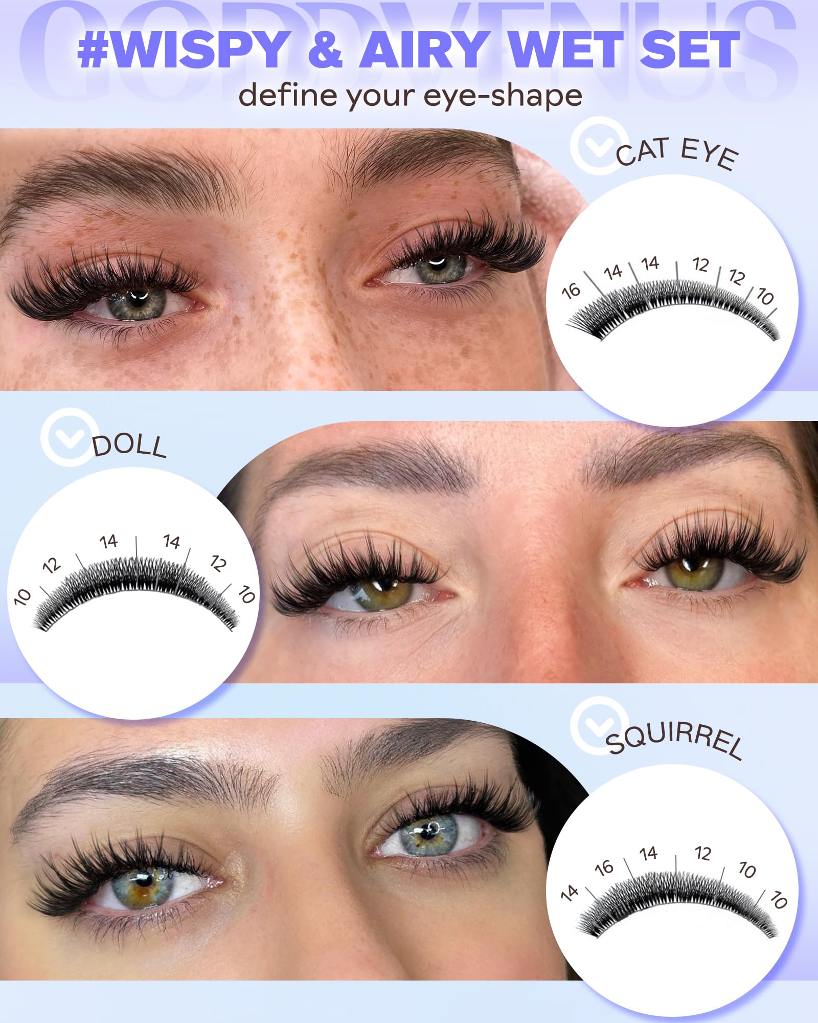 Goddvenus Wispy Lash Clusters Kit 300pcs packaging view highlights value.