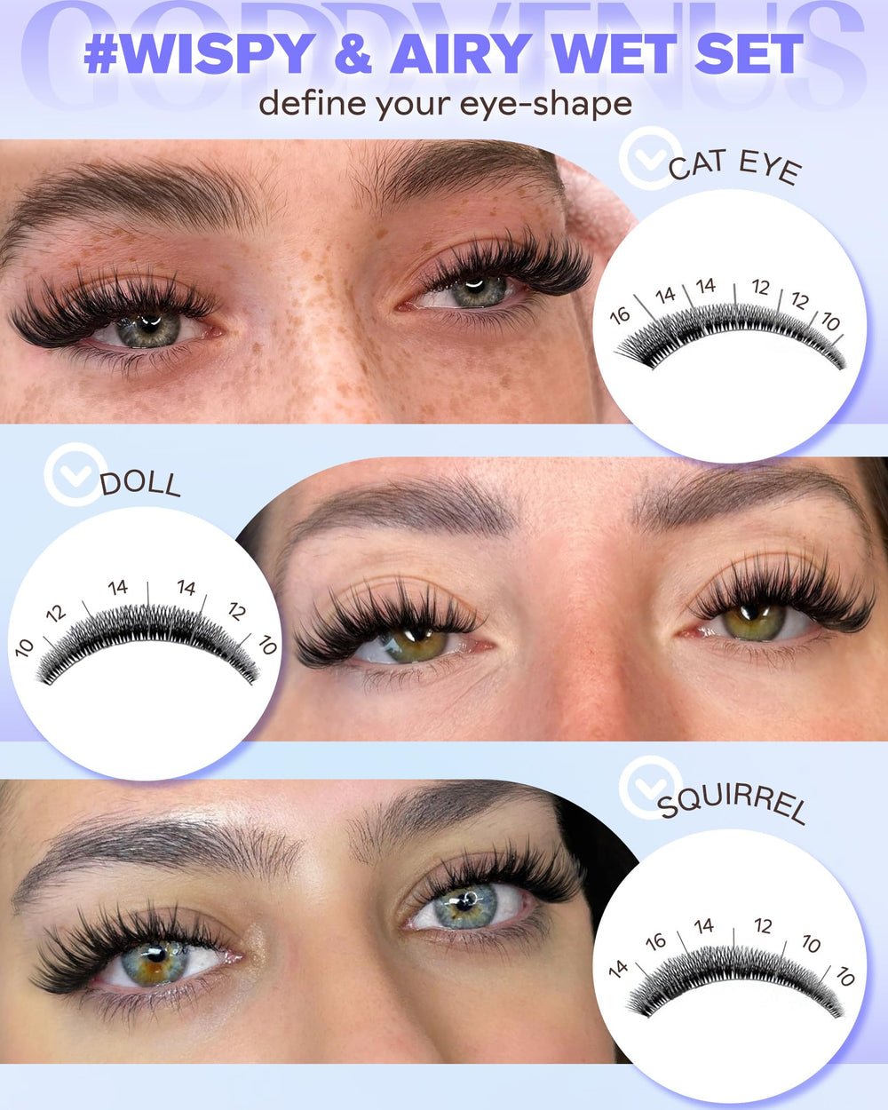 Goddvenus Wispy Lash Clusters Kit 300pcs packaging view highlights value.